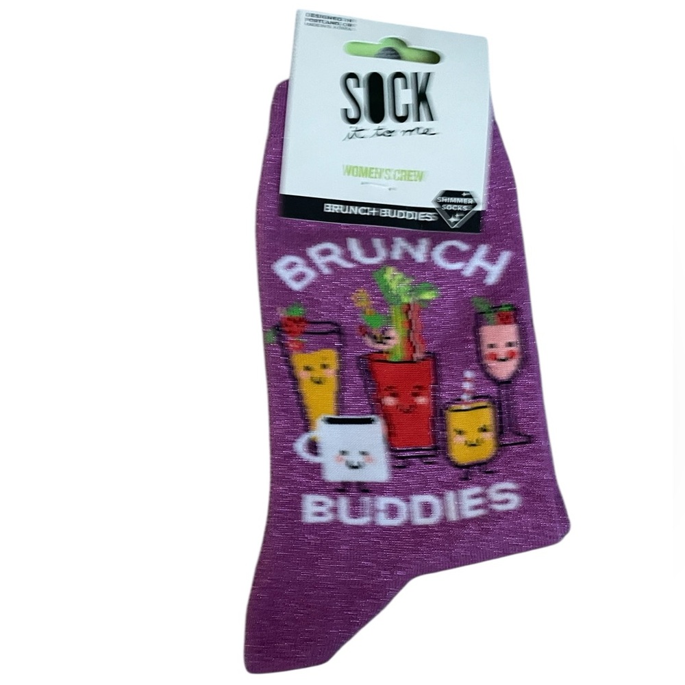 Brunch Buddies Purple Crew Socks